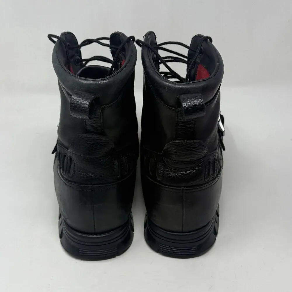 Polo Ralph Lauren Kilworth Duck Boots  Mens 13 Black Leather Zip Buckle Vintage